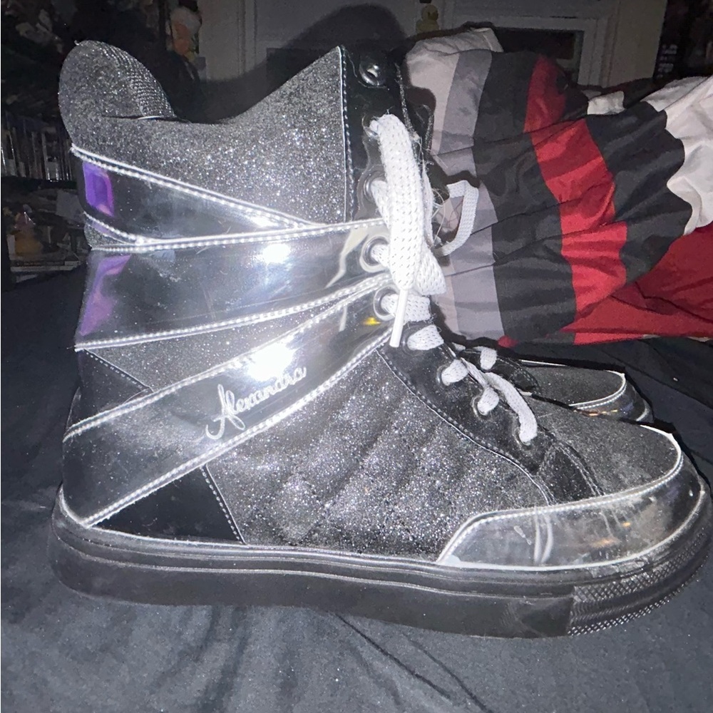 Black Glitter High-Top Sneakers